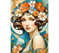 MEIYUDA 5D Diamond Painting, Pintura Diamante Flores Vintage Lady, Diamond Painting Kit Completo Niños Regalo, Manualidades Adultos Diamond Painting Para Decoración De Pared Del Hogar 30x40cm