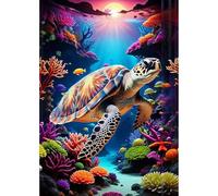 MEIYUDA 5D Diamond Painting, Pintura Diamante Tortuga Marina, Diamond Painting Kit Completo Manualidades Adultos Regalo Niños, Diamond Painting Para Decoración De Pared Del Hogar 30x40cm