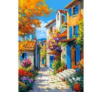 MEIYUDA 5D Diamond Painting Vista de la calle Paisaje, Pintura Diamante Paisaje, Diamond Painting Kit Completo Niños Regalo, Manualidades Adultos Para Decoración De Pared Del Hogar 30x40cm