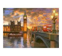 MEIYUDA 5D Diamond Painting Westminster Sunset, Pintura Diamante Londres, Diamond Painting Kit Completo Manualidades Adultos Regalo Niños, Diamond Painting Para Decoración De Pared Del Hogar 40x30cm