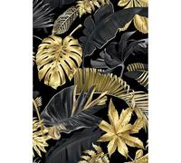 MEIYUDA Diamond Painting Black Gold Hojas 5D Adultos Niños DIY Set de Diamantes Cuadros Artesanía Kits de Pintura para Decoración de Pared del Hogar 30 x 40 cm