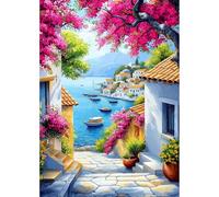 MEIYUDA Kits de pintura de diamante 5D para adultos, paisaje de adultos, vista al mar, kit de pintura de diamante redondo para adultos principiantes, decoración de pared del hogar, 30 x 40 cm