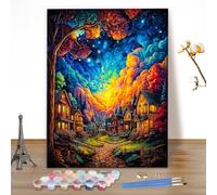 MEIYUDA Pintar por Numeros Adultos Bosque de Fantasía, Paisajes DIY Cuadro al óleo con Números, Kit de Pintura al óleo Digital para Adultos de Lienzo, Decoración para el Hogar 40x50cm(sin marco)