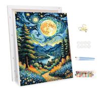 MEIYUDA Pintar por Numeros Adultos con Marco Camino de la Luna, DIY Cuadro al óleo con Números para, Kit de Pintura al óleo Digital para Adultos de Lienzo, Decoración para el Hogar 30x40cm