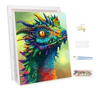 MEIYUDA Pintar por Numeros Adultos con Marco Dragón, DIY Painting by Numbers Kits Cuadros por Numeros, Pintura de Bricolaje Sobre Lienzo con Pinceles Decoración para el Hogar 30x40cm