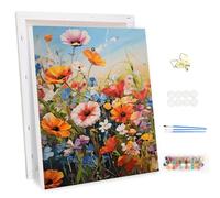 MEIYUDA Pintar por Numeros Adultos con Marco Inflorescencia Flor, DIY Painting by Numbers Kits Cuadros por Numeros, Pintura de Bricolaje Sobre Lienzo con Pinceles Decoración para el Hogar 30x40cm
