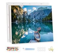 MEIYUDA Pintar por Numeros Adultos con Marco Lago de Montaña Natural, DIY Cuadro al óleo con Números para Paraíso, Kit de Pintura al óleo Digital para Adultos, Decoración para el Hogar 40x30cm