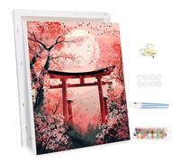 MEIYUDA Pintar por Numeros Adultos con Marco Paisaje de Tokio, DIY Cuadro al óleo con Números para, Kit de Pintura al óleo Digital para Adultos de Lienzo, Decoración para el Hogar 30x40cm