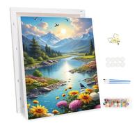 MEIYUDA Pintar por Numeros Adultos con Marco Paisaje, DIY Painting by Numbers Kits Cuadros por Numeros Naturaleza, Pintura de Bricolaje Sobre Lienzo con Pinceles Decoración para el Hogar 30x40cm