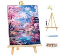 MEIYUDA Pintar por Numeros Adultos con Marco Paisaje japonés, Cuadros por Numeros Pigmento Acrílico, DIY Pintura Kit Manualidades Adultos, Decoración para el Hogar Regalo de pared 25x35cm