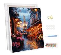 MEIYUDA Pintar por Numeros Adultos con Marco París al atardecer, DIY Pintura por Numeros Kit Manualidades, Cuadros por Numeros Pigmento Acrílico, Decoración para el Hogar Regalo de pared 30x40cm