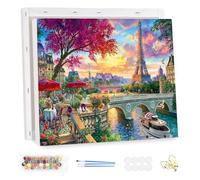 MEIYUDA Pintar por Numeros Adultos con Marco París en primavera, DIY Pintura por Numeros Kit Manualidades, Cuadros por Numeros Pigmento Acrílico, Decoración para el Hogar Regalo de pared 40x30cm