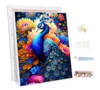 MEIYUDA Pintar por Numeros Adultos con Marco Pavo Real Arco Iris, DIY Cuadro al óleo con Números para, Kit de Pintura al óleo Digital para Adultos de Lienzo, Decoración para el Hogar 30x40cm