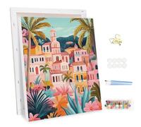 MEIYUDA Pintar por Numeros Adultos con Marco Una ciudad vibrante, DIY Cuadro al óleo con Números para, Kit de Pintura al óleo Digital para Adultos de Lienzo, Decoración para el Hogar 30x40cm