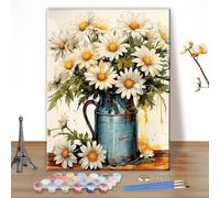 MEIYUDA Pintar por Numeros Adultos Flores, DIY Painting by Numbers Kits Cuadros por Numeros, Pintura de Bricolaje Sobre Lienzo con Pinceles Decoración para el Hogar 40x50cm(sin marco)