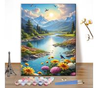 MEIYUDA Pintar por Numeros Adultos Paisaje, DIY Painting by Numbers Kits Cuadros por Numeros Naturaleza, Pintura de Bricolaje Sobre Lienzo con Pinceles Decoración para el Hogar 30x40cm(sin marco)