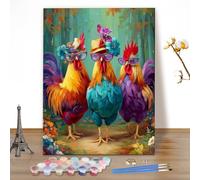 MEIYUDA Pintar por Numeros Adultos Pollo Divertido, DIY Painting by Numbers Kits Cuadros por Numeros, Pintura de Bricolaje Sobre Lienzo Decoración para el Hogar 40x50cm(sin marco)