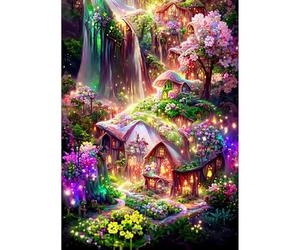 MEIYUDA Pintura de diamantes para adultos, diseño de bosque de fantasía, 5D, para manualidades, para adultos, niños, decoración de pared del hogar, 30 x 40 cm