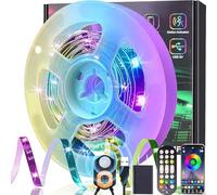 Meiyue Tira LED Detector de Movimiento 3M, Tira LED RGB con Sensor de Movimiento PIR, Mando a Distancia y Control APP, 3 Modos, Sincronización de Música Bluetooth Tira LED RGB para Cama,Escaleras