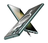 MeiyueEr Funda para Samsung Galaxy S22 Ultra 5G - Protección de 360 grados Compatible con MagSafe - Funda delgada con marco de metal + 1 protector de pantalla + protector de cámara integrado - Verde