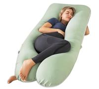 Meiz - Almohada de embarazo, almohadas en forma de U para dormir fresco, almohada de maternidad de 140 cm, almohadas corporales para adultos, funda de rayón de bambú, verde salvia