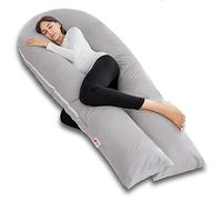 MEIZ cuerpo completo - con hilos de almohada de embarazo cómodo funda de almohada de algodón y interior de microfibra, para parte trasera 'n Belly Support - King Size (gris)