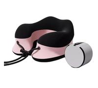 MEIZHITU Almohada para Silla Avión Coche Almohada de Viaje Espuma viscoelástica con Hebilla Ajustable y Caja Almacenamiento para el Cuello para avión(B)