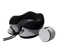 MEIZHITU Almohada para Silla Avión Coche Almohada de Viaje Espuma viscoelástica con Hebilla Ajustable y Caja Almacenamiento para el Cuello para avión(A)