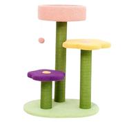 MEIZHITU Árbol para Gatos Poste Rascador Árbol para Gatos con Flores, Poste Rascador para Gatos, Torre Interior para Gatos con 3 Perchas De Felpa, Bola Colgante(19 * 15 * 28in)