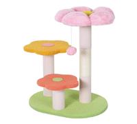 MEIZHITU Árbol para Gatos Poste Rascador Árbol para Gatos con Flores, Poste Rascador para Gatos, Torre Interior para Gatos con 3 Perchas De Felpa, Bola Colgante(19.3 * 14.2 * 22.8in)