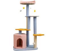 MEIZHITU Árbol para Gatos Poste Rascador Torre para Gatos con Árbol para Gatos De Interior, Condominio para Gatos De Varios Niveles De Felpa con Postes Rascadores Y Cuevas