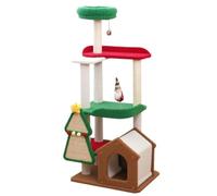 MEIZHITU Árbol para Gatos Poste Rascador Torre para Gatos con Árbol para Gatos, Muebles De Madera para Condominios con Cómodo Tablero para Rascar