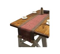 MEIZHITU Camino De Mesa para Fiesta Caminos De Mesa Lino Estilo Granja con Mantel Flecos Hechos A Mano para Decoración Comedor Cocina Decoracion Mesa(Rot,38 * 200CM)