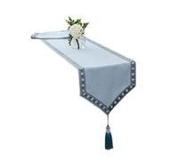 MEIZHITU Camino De Mesa para Fiesta Caminos De Mesa Lino Mantel Rústico con Decoraciones Borlas Hechas A Mano Decoracion Mesa(C,33 * 160CM)