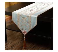 MEIZHITU Camino De Mesa para Fiesta Caminos De Mesa Tela Seda Imitación Mantel Hecho A Mano para Decoración Otoño Y Fiesta Acción Gracias Decoracion Mesa(Blue,32CX220CM)