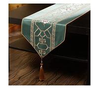 MEIZHITU Camino De Mesa para Fiesta Caminos De Mesa Tela Seda Imitación Mantel Hecho A Mano para Decoración Otoño Y Fiesta Acción Gracias Decoracion Mesa(Grün,32CX220CM)