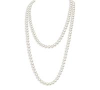 MEIZHITU Collar De Perlas Artificiales Collar Largo De Perlas Falsas Multicapa Vintage Imitación Forma Redonda For Mujer Accesorios Para Fiesta(White)