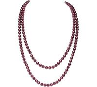 MEIZHITU Collar De Perlas Artificiales Collar Largo De Perlas Falsas Multicapa Vintage Imitación Forma Redonda For Mujer Accesorios Para Fiesta(Rot)