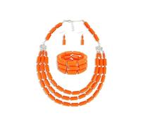 MEIZHITU Collar De Perlas Artificiales Collar largo de perlas gruesas Conjunto joyas for mujer Accesorios nupciales Accesorios Para Fiesta(Rot)
