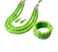 MEIZHITU Collar De Perlas Artificiales Collar largo de perlas gruesas Conjunto joyas for mujer Accesorios nupciales Accesorios Para Fiesta(Grün)