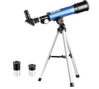 MEIZHITU Telescopio para astronomía, telescopio astronómico, telescopio refractor portátil, óptica de vidrio totalmente revestido, con filtro de luna de metal y trípode para exteriores