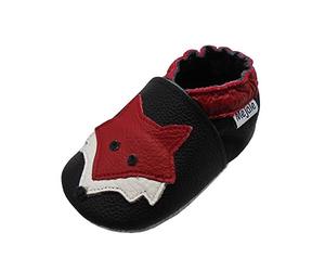 Mejale Zapatos de bebé de piel suave para aprender a gatear, zapatos para niños pequeños, zapatillas de estar por casa para niños y niñas, 0-3 años, negro (schwarz 2), 6-12 meses