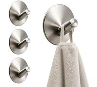 MejaRizon 4 toalleros sin taladrar, acero inoxidable 304, gancho inclinado negro autoadhesivo, gancho adhesivo extrafuerte, adecuado para baño, inodoro, cocina, armario
