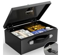 Mejasg Caja de documentos portátil ignífuga con código numérico y llave, caja fuerte de 18 l para el hogar con asa, resistente al fuego, resistente al agua, para dinero en efectivo, medicamentos