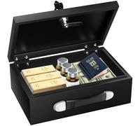 Mejasg Caja fuerte portátil resistente al fuego impermeable con llave, 18 L, pequeña caja fuerte para el hogar con asa, caja de documentos ignífuga, caja fuerte para dinero en efectivo, medicamentos