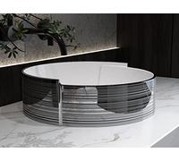 MEJE 42,5 x 42 x 13 cm Silver Stripe, Lavabo Art, Fregadero de vaso, Lavabo sobre encimera de cerámica (incluye desagüe automático)