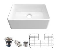 MEJE 61 CM Fregadero Pequeño de Cocina de Labranza, Cerámica, Delantal Frontal Con Colador y Rejillas de Piso