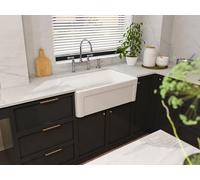 MEJE Fregadero de cocina de granja de 30 x 20 pulgadas, fregadero utilitario, fregadero frontal delantal, cuenco individual reversible para cocinas, color blanco