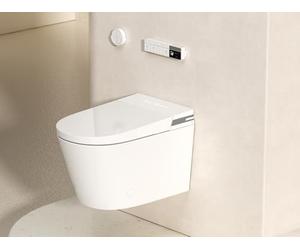 MEJE #T010G Smart WC combinación con bidé integrado, asiento calentado, aire caliente, enjuague automático de apertura y cierre automático, control remoto, luz de noche, blanco
