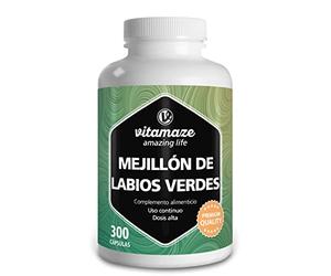 Mejillón de Labio Verde 1500 mg, 300 Cápsulas de Alta Dosis, Suministro Continuo de Polvo de Mejillón de Labios Verdes de Nueva Zelanda, Calidad Alemana. Vitamaze®